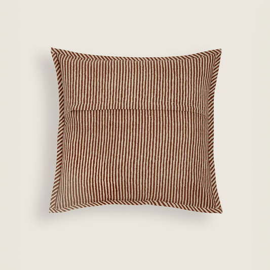 Capa de Almofada com Listras e Medalhão em Block Print 45x45 - Clocasa | Além do Conforto
