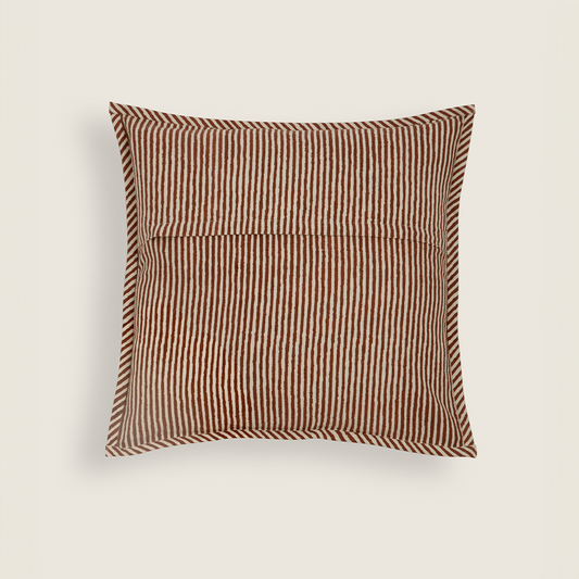 Capa de Almofada com Listras e Medalhão em Block Print 45x45 - Clocasa | Além do Conforto