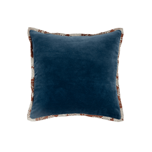 Capa de Almofada em Veludo e Detalhe Floral Block Print 45x45 - Clocasa | Além do Conforto