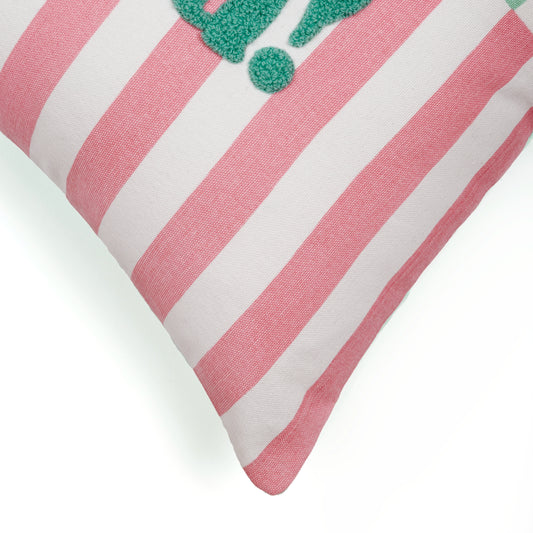 Capa de Almofada Listrada com Bordado Ciao Bella 45X45 - Clocasa | Além do Conforto