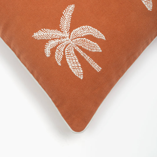 Capa de Almofada Terracota com Bordado de Palmeira 50X50 - Clocasa | Além do Conforto