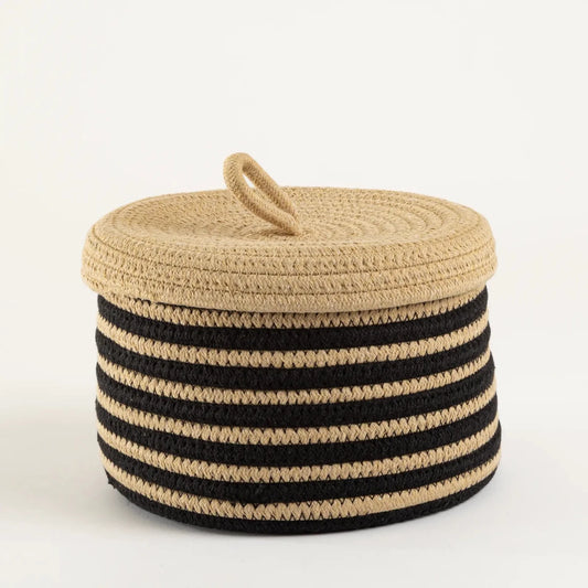 Cesto Organizador Listrado Natural Pequeno - Clocasa | Além do Conforto