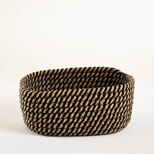 Cesto Organizador Natural com Trama Bicolor Pequeno - Clocasa | Além do Conforto