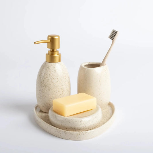 Kit Banheiro Cerâmica 4 Peças Areia - Clocasa | Além do Conforto