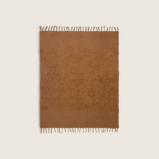 Manta Texturizada em Bouclé Duo Mostarda 130x170 - Clocasa | Além do Conforto