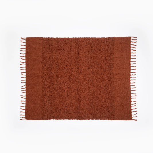 Manta Texturizada em Bouclé Duo Terracota 130x170 - Clocasa | Além do Conforto
