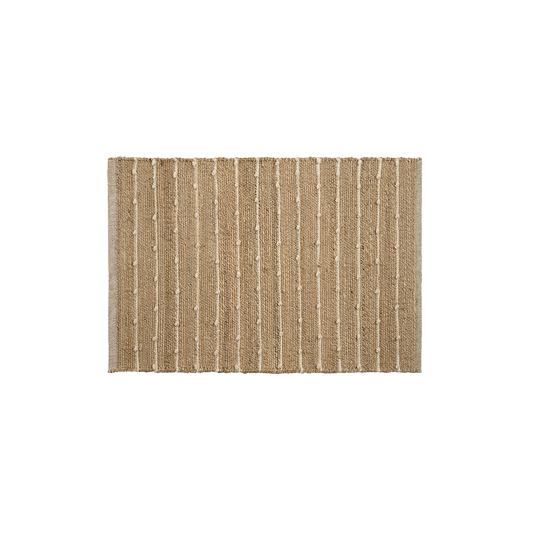 Tapete com Listras Finas em Tom Natural de Lã em Juta 60x90 - Clocasa | Além do Conforto