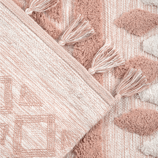 Tapete de Algodão com Alto Relevo Étnico e Tom Neutro 120x180 - Clocasa | Além do Conforto