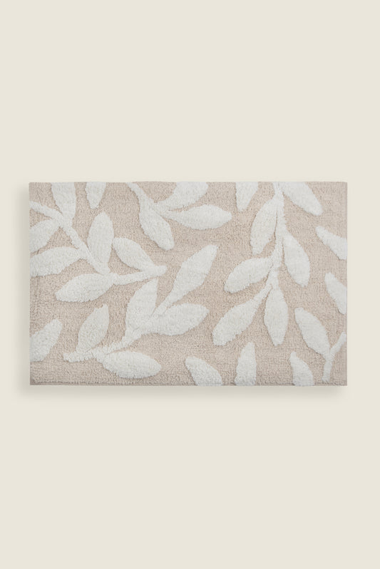 Tapete de Algodão Soft com Folhagem Neutra 50x80 - Clocasa | Além do Conforto