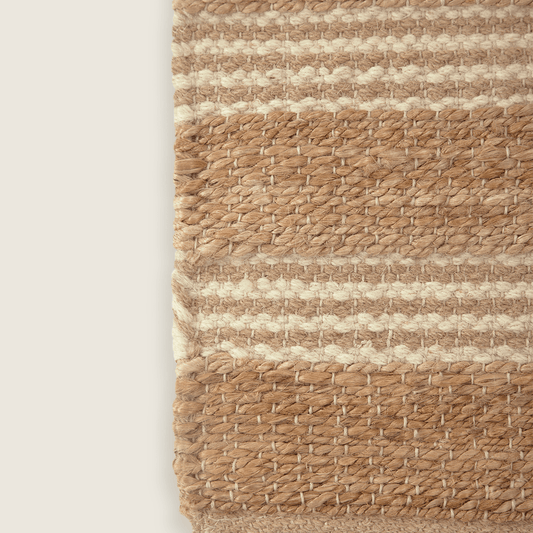 Tapete Listrado em Tom Natural de Lã em Juta 60x90 - Clocasa | Além do Conforto