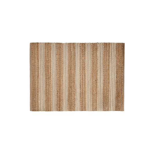 Tapete Listrado em Tom Natural de Lã em Juta 60x90 - Clocasa | Além do Conforto