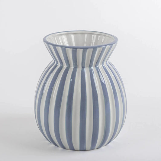 Vaso de Cerâmica Listrado Azul - Clocasa | Além do Conforto
