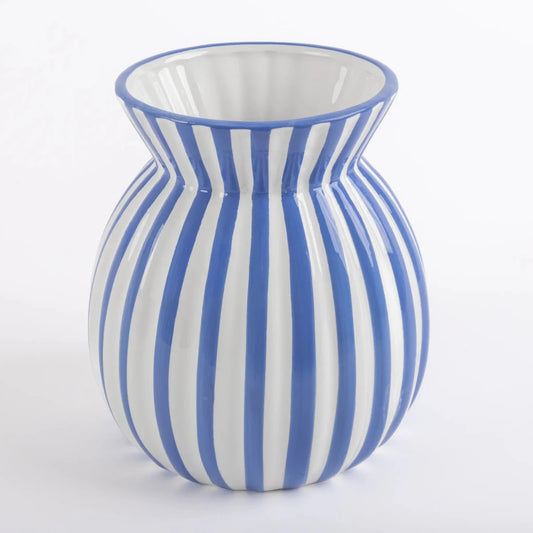 Vaso de Cerâmica Listrado Azul Royal - Clocasa | Além do Conforto