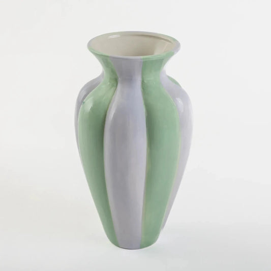 Vaso de Cerâmica Listrado Duo Azul e Verde - Clocasa | Além do Conforto