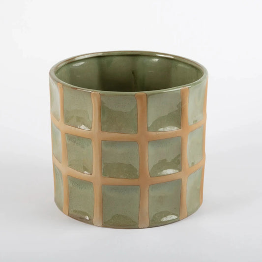 Vaso de Cerâmica Xadrez Verde - Clocasa | Além do Conforto