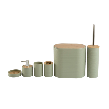 Kit Banheiro 6 Peças Bambu Verde