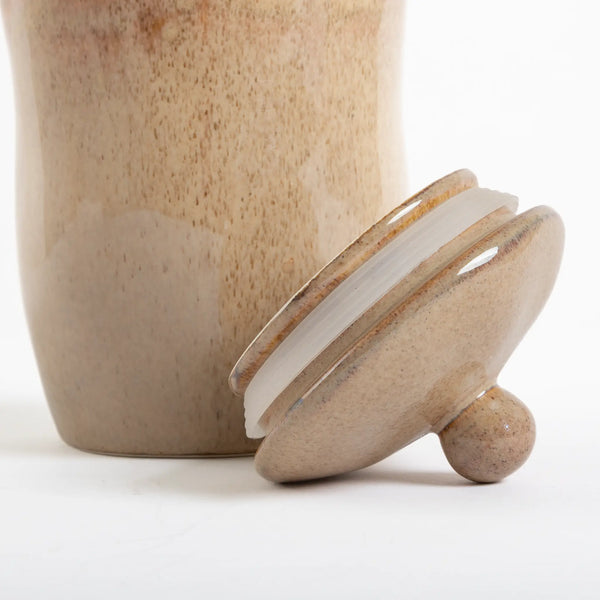 Pote de Cerâmica com Tampa Caramelo
