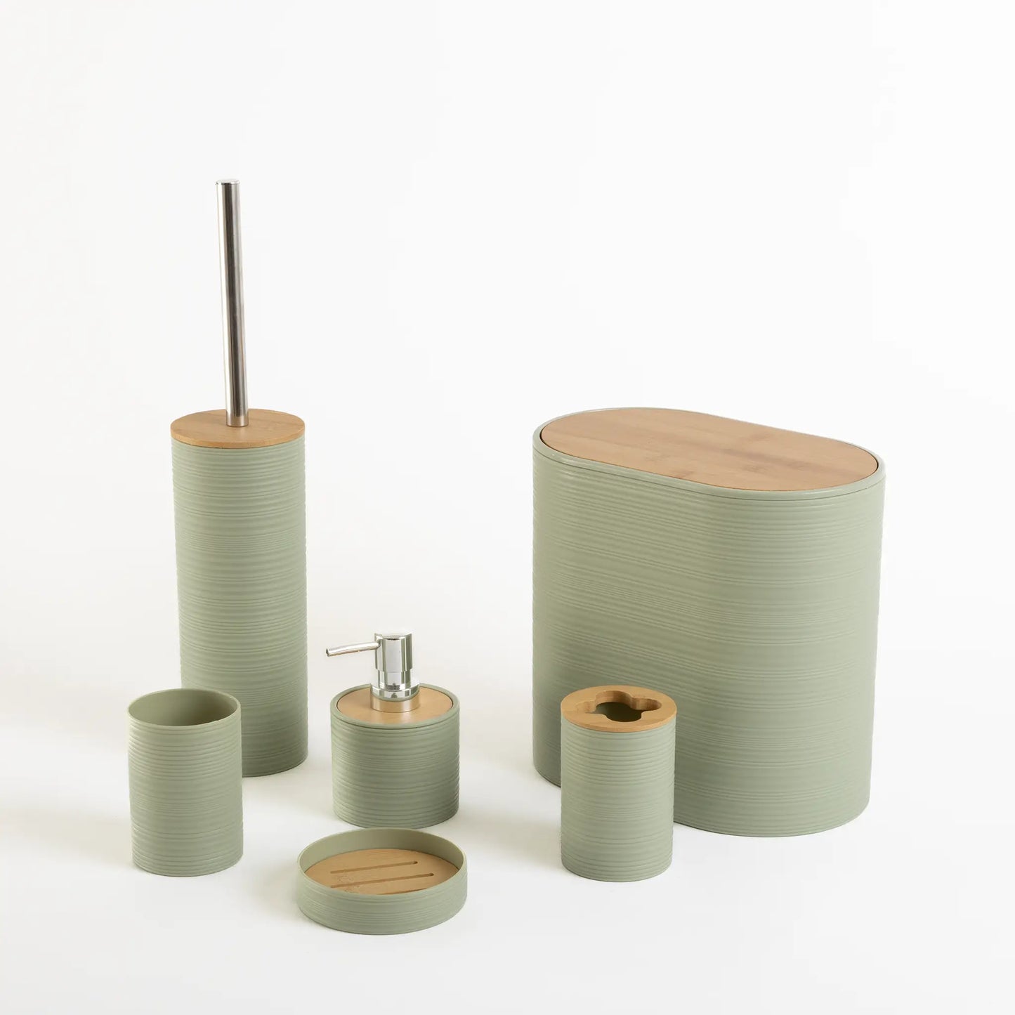 Kit Banheiro 6 Peças Bambu Verde