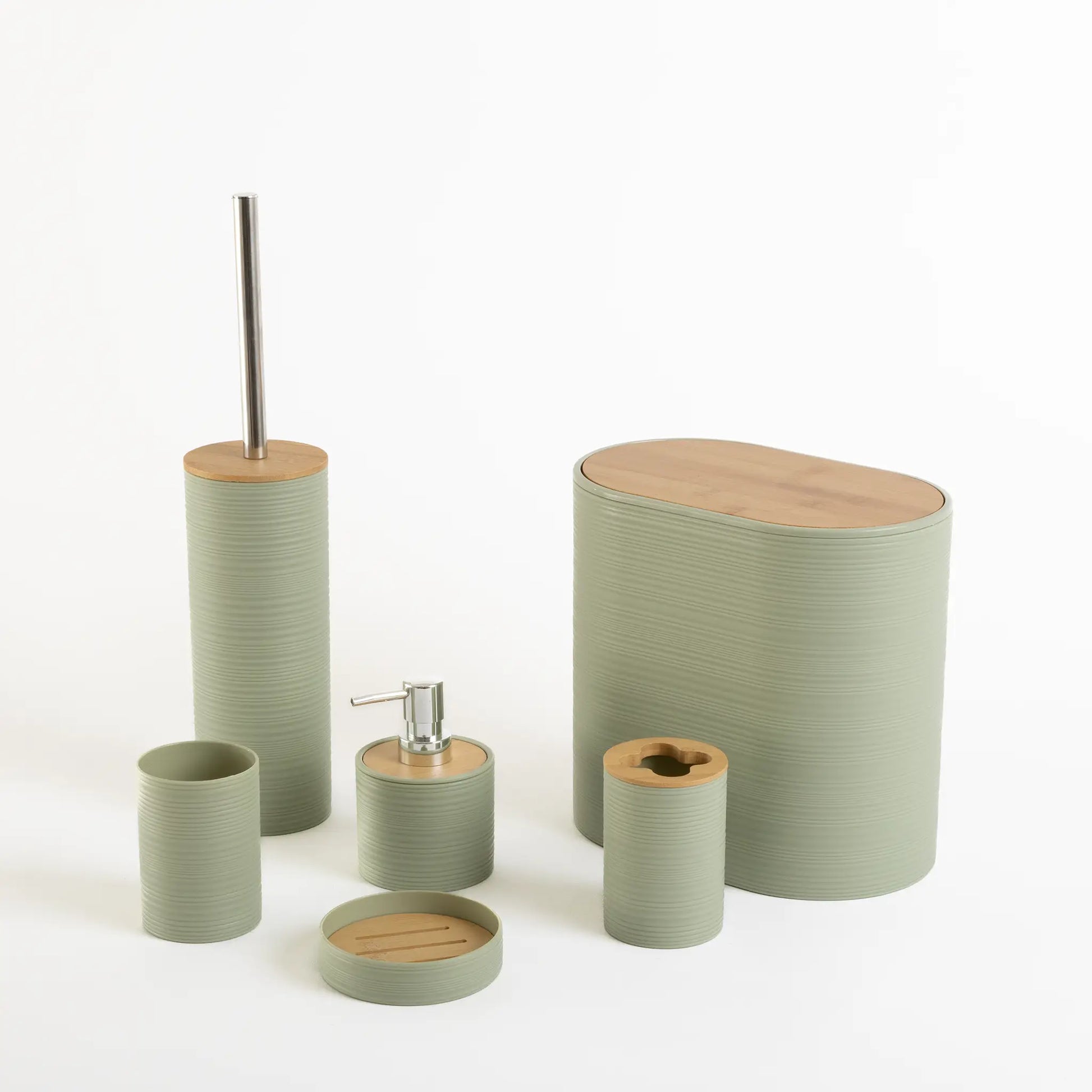 Kit Banheiro 6 Peças Bambu Verde
