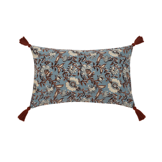 Capa de Almofada com Estampa Floral em Block Print 30x50