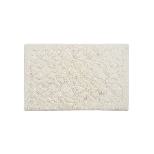 Tapete de Algodão Soft com Flores em Alto Relevo Creme 50x80