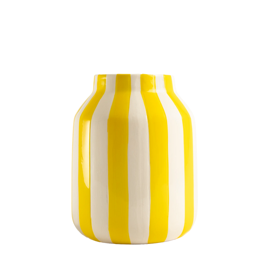Vaso de Cerâmica Listrado Amarelo