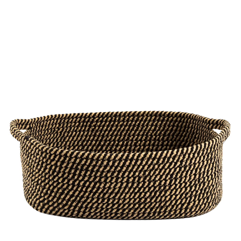 Cesto Organizador Natural com Trama Bicolor Grande