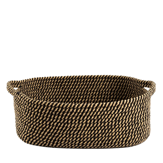 Cesto Organizador Natural com Trama Bicolor Grande