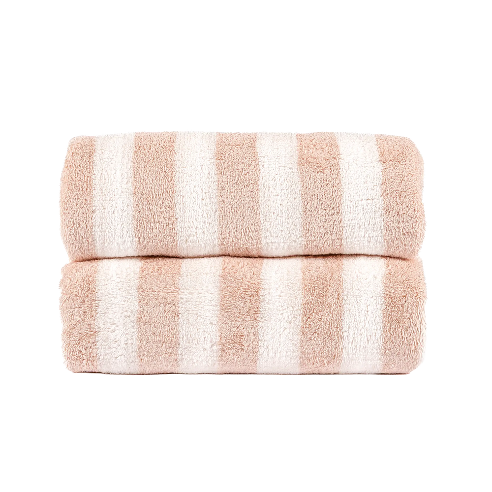 Toalha de Banho Listrada 70X140 Rosa
