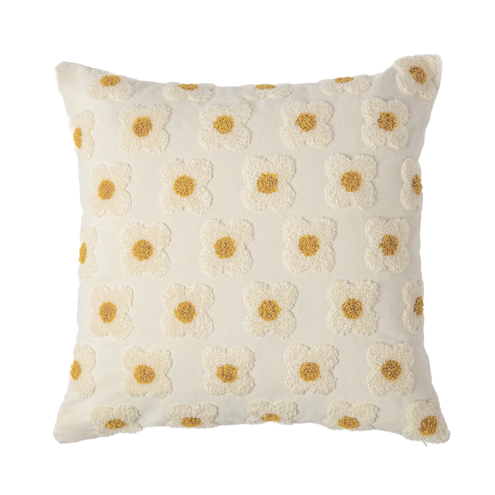Almofada Margaridas Branco 45x45 - Clocasa | Além do Conforto