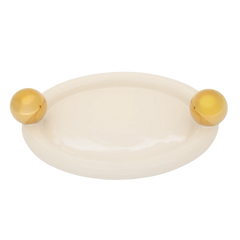 Bandeja Halo Gold Oval Creme e Gold - Clocasa | Além do Conforto