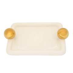 Bandeja Halo Gold Quadrada Creme e Gold - Clocasa | Além do Conforto