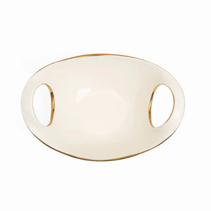 Bowl de Servir Borda Dourada Grande Creme e Gold - Clocasa | Além do Conforto