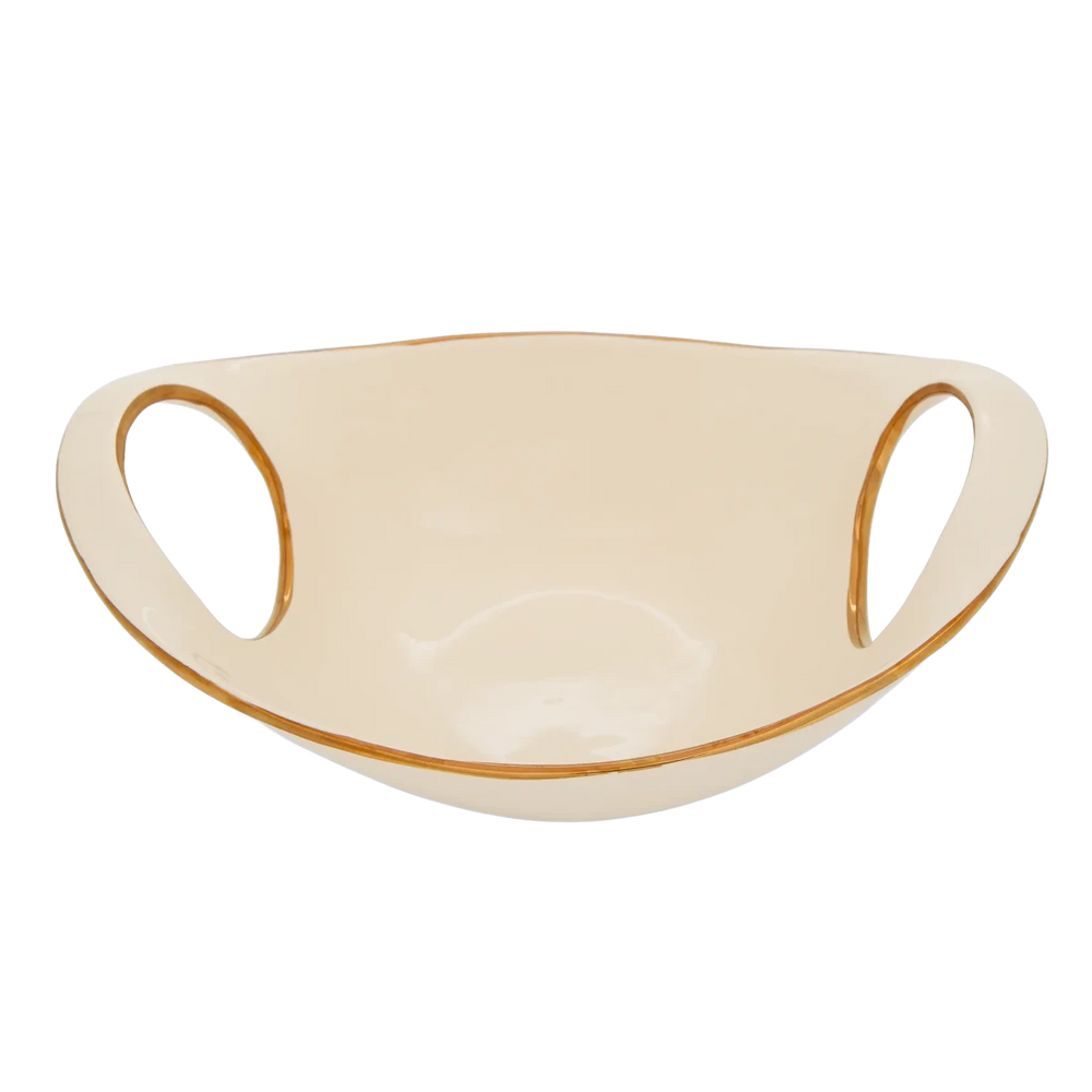 Bowl de Servir Borda Dourada Grande Creme e Gold - Clocasa | Além do Conforto