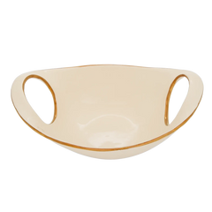Bowl de Servir Borda Dourada Grande Creme e Gold - Clocasa | Além do Conforto