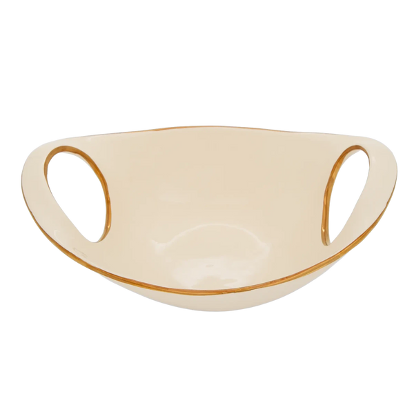 Bowl de Servir Borda Dourada Grande Creme e Gold - Clocasa | Além do Conforto