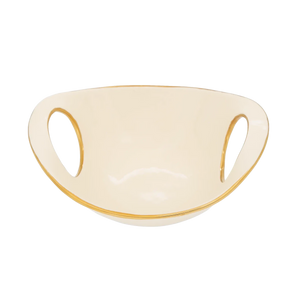 Bowl de Servir Borda Dourada Médio Creme e Gold - Clocasa | Além do Conforto