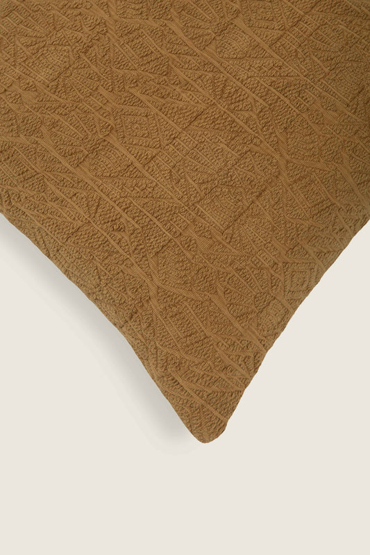 Capa de Almofada em Jacquard Estonado Mostarda 45x45