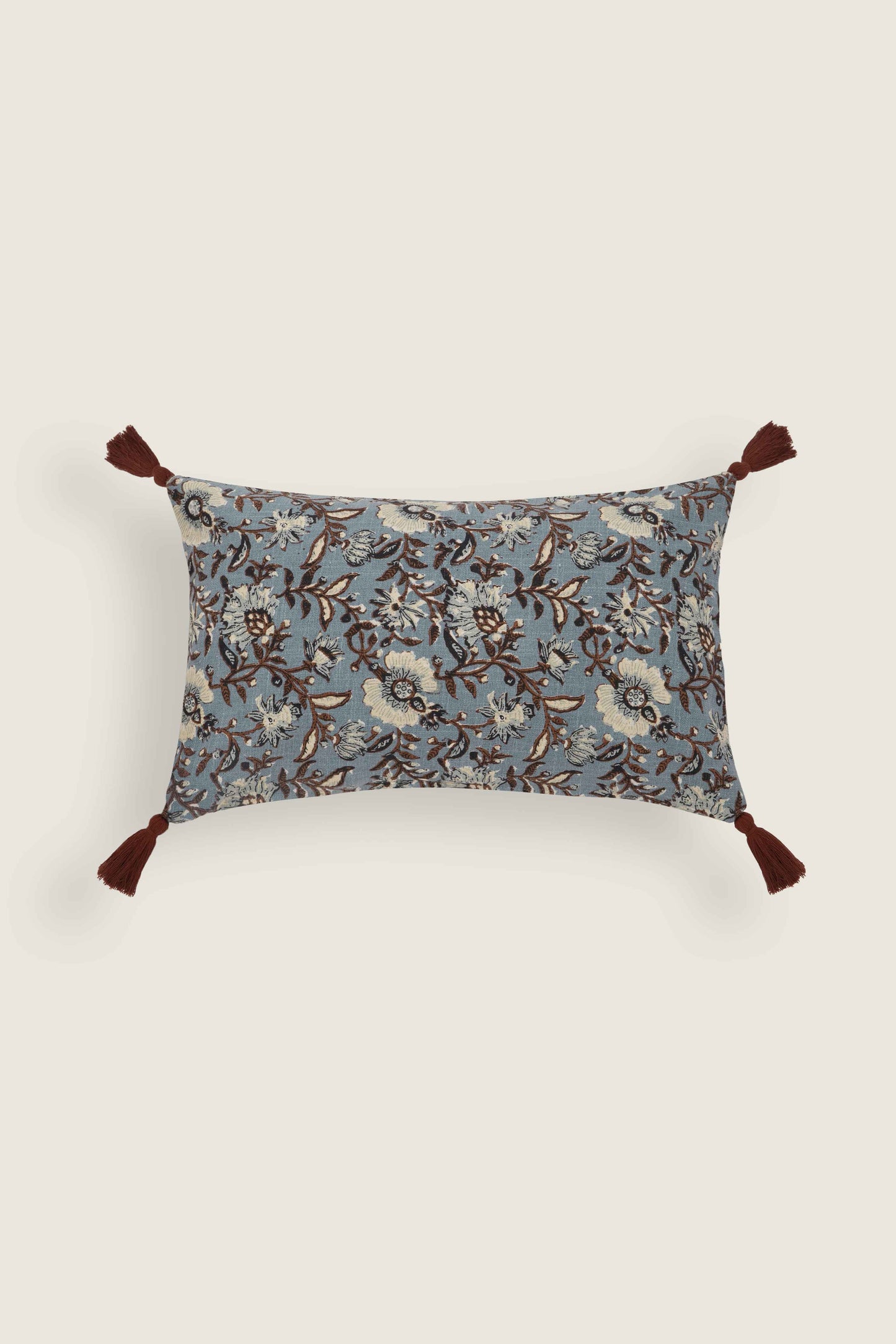 Capa de Almofada com Estampa Floral em Block Print 30x50