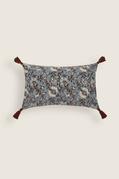 Capa de Almofada com Estampa Floral em Block Print 30x50