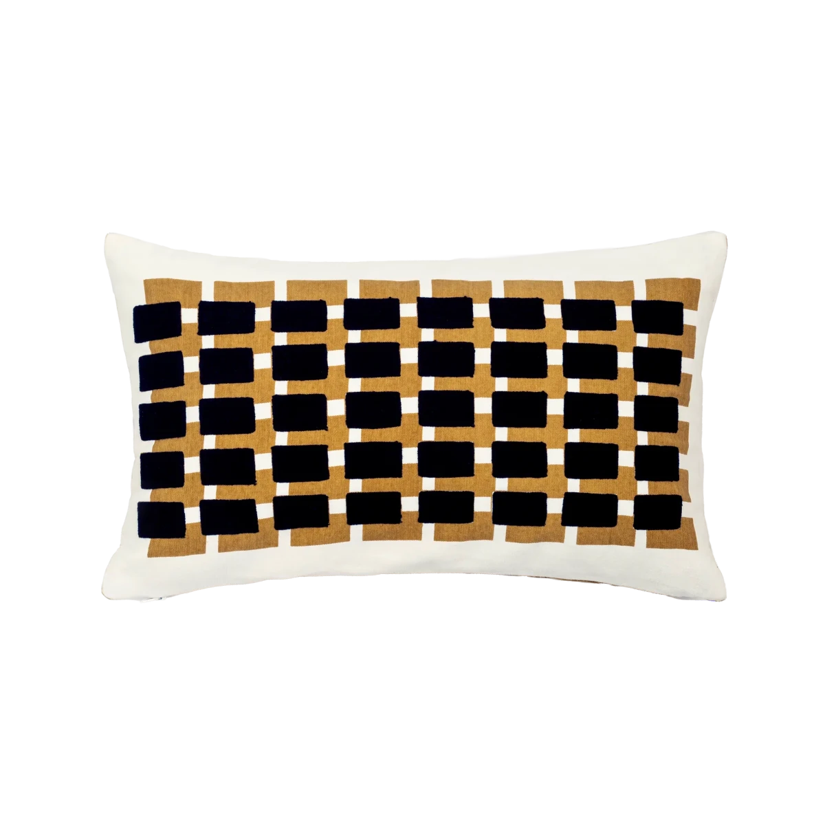 Capa de Almofada com Bordado Geométrico Mostarda 30X50 - Clocasa | Além do Conforto