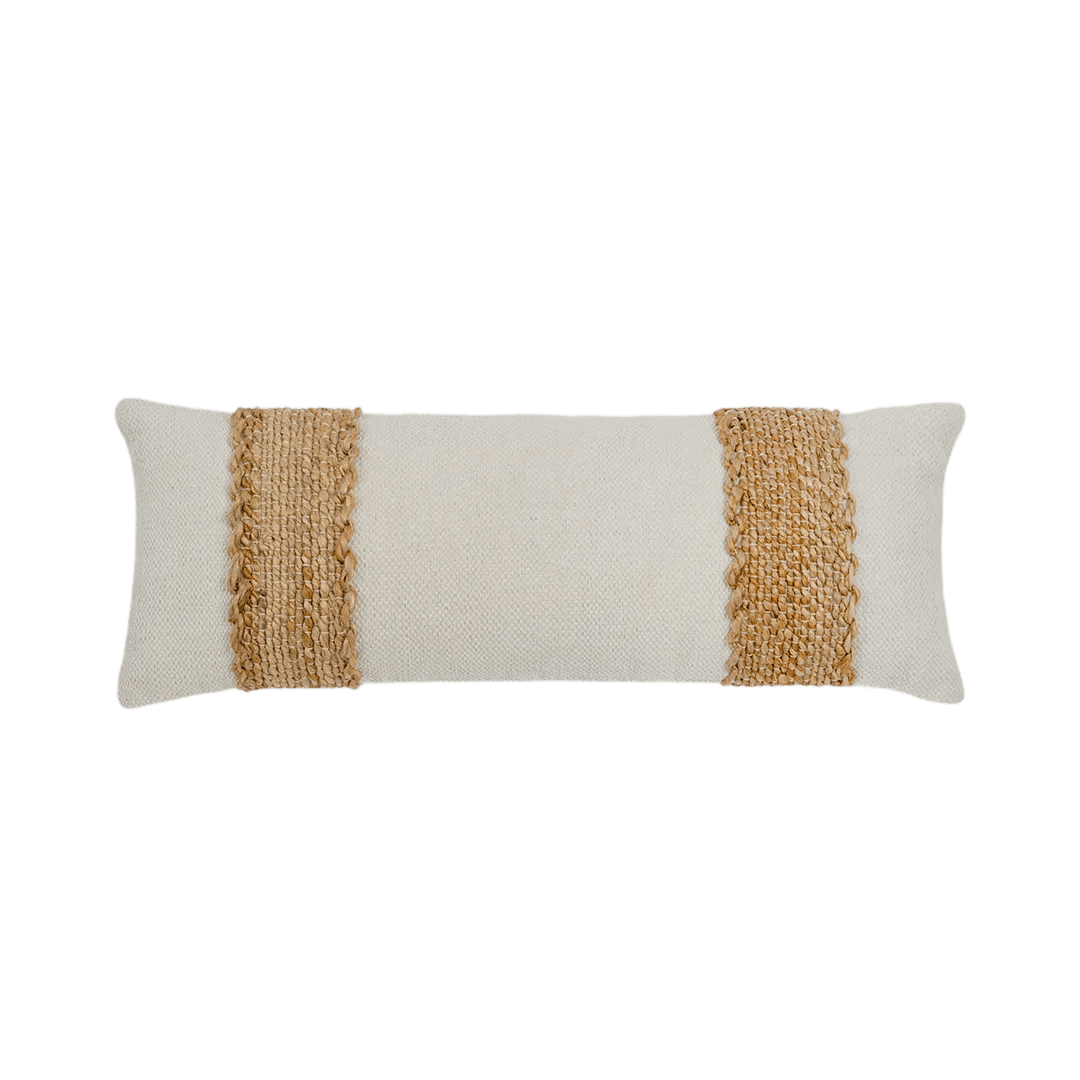 Capa de Almofada com Faixas Laterais Bordadas em Juta 30x80 - Clocasa | Além do Conforto