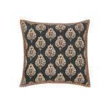 Capa de Almofada com Listras e Medalhão em Block Print 45x45 - Clocasa | Além do Conforto