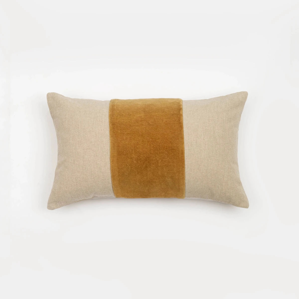 Capa de Almofada de Algodão com Listra Mostarda em Veludo 30X50 - Clocasa | Além do Conforto