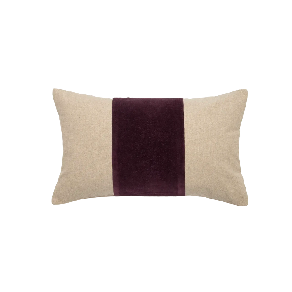 Capa de Almofada de Algodão com Listra Vinho Veludo 30X50 - Clocasa | Além do Conforto