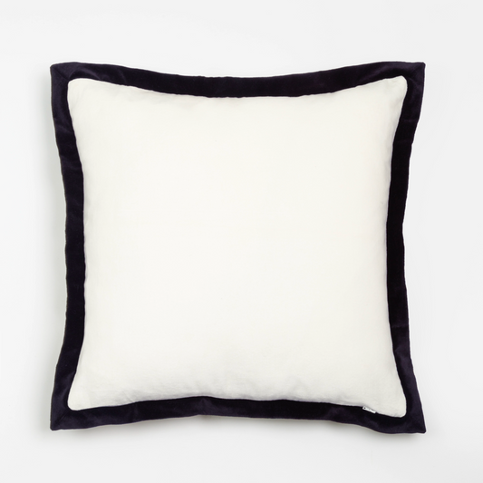 Capa de Almofada em Veludo de Algodão Branco/Preto 50X50 - Clocasa | Além do Conforto