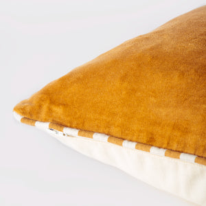 Capa de almofada decorativa no tamanho 40x60 cm na cor mostarda confeccionada em veludo premium de toque extremamente macio com acabamento em vivo nas bordas e zíper embutido, essencial para trazer aconchego e renovar a decoração de salas ou quartos com elegância.