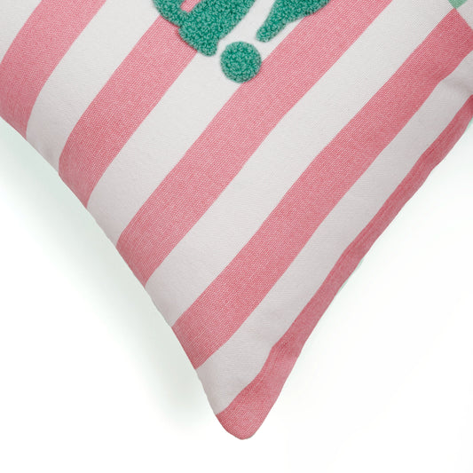 Capa de Almofada Listrada com Bordado Ciao Bella 45X45 - Clocasa | Além do Conforto