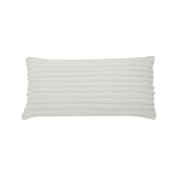 Capa de almofada decorativa no tamanho 35x75 cm confeccionada em algodão com texturas bordadas em alto relevo tufting com fechamento em zíper invisível, sinônimo de bem-estar e conforto térmico, ideal para momentos de descanso e relaxamento no lar.