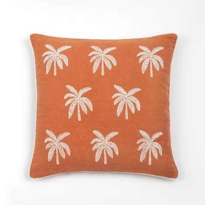 Capa de Almofada Terracota com Bordado de Palmeira 50X50 - Clocasa | Além do Conforto